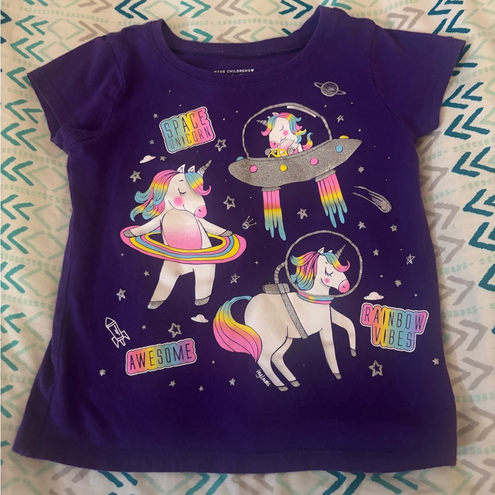 The Children's Place Purple Space Unicorn Tee